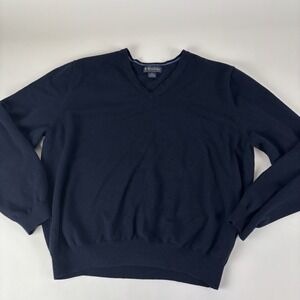 Brooks Brothers Sweater XL Runs Small‎ Blue Extra Fine Italian Merino Wool Blend
